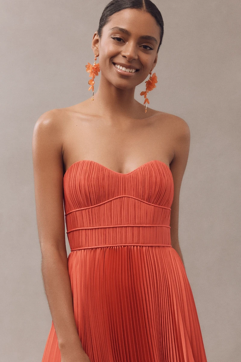 AMUR Juliett Strapless Sweetheart Pleated Midi Dress
