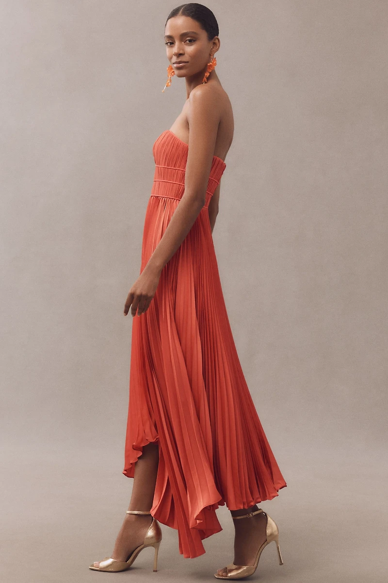 AMUR Juliett Strapless Sweetheart Pleated Midi Dress