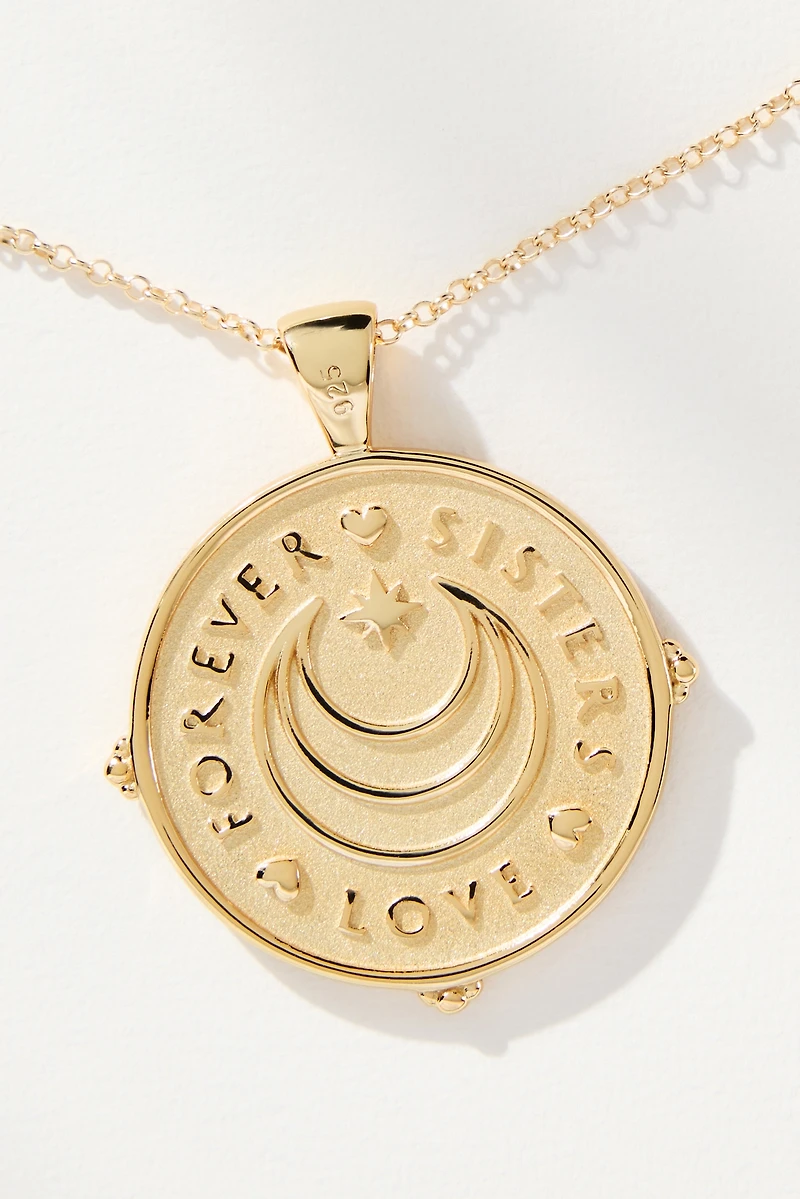 Jane Win Sisters Forever Original Pendant Coin Necklace