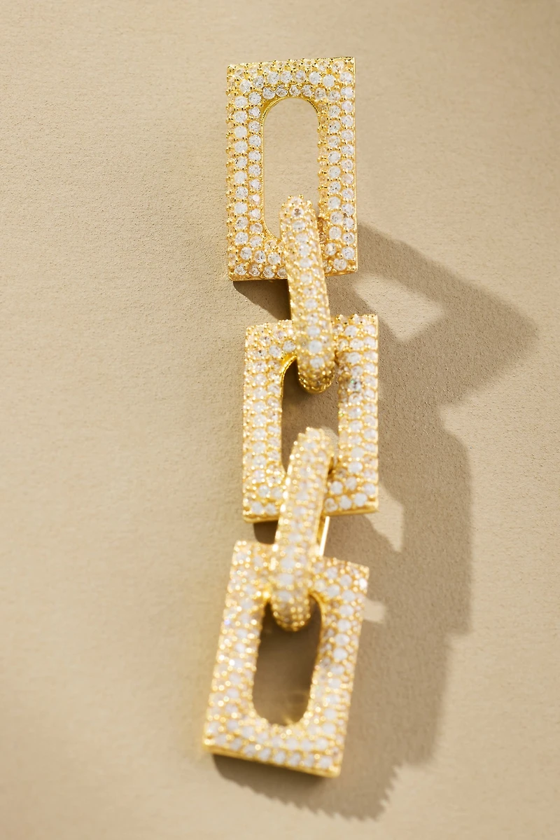 Nickho Rey Flat Block Crystal Drop Earrings