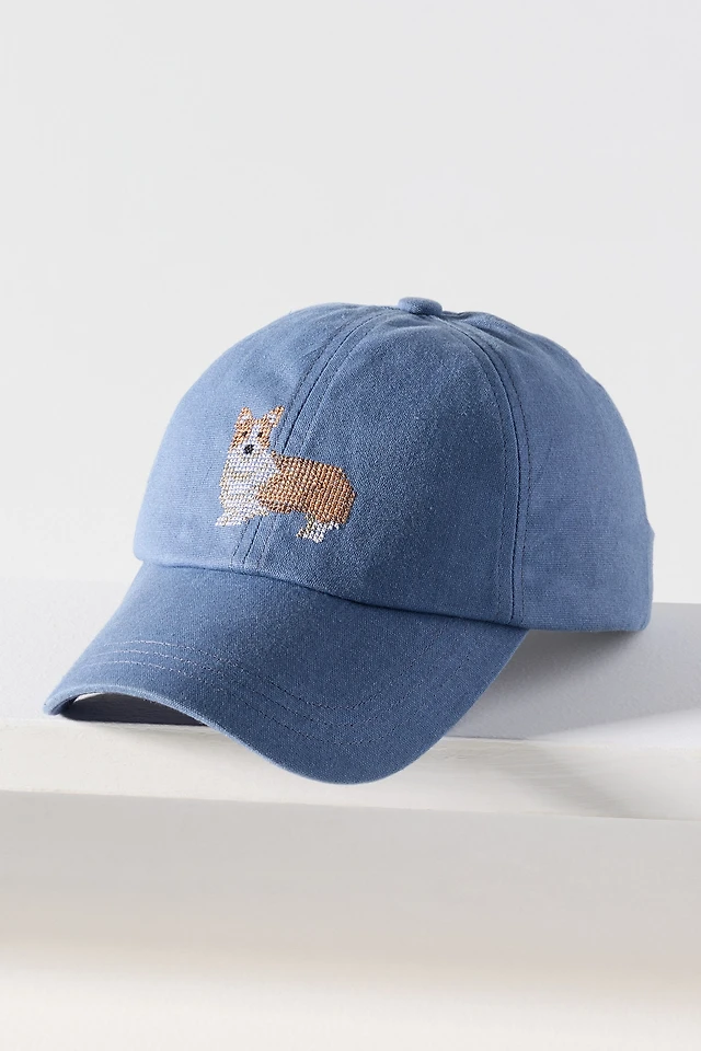 By Anthropologie Needlepoint Icon Waxed Canvas Baseball Cap  display picture 2