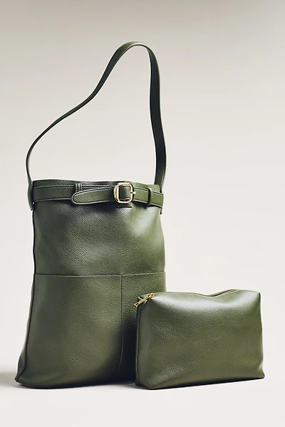 By Anthropologie Faux-Suede Buckle Tote