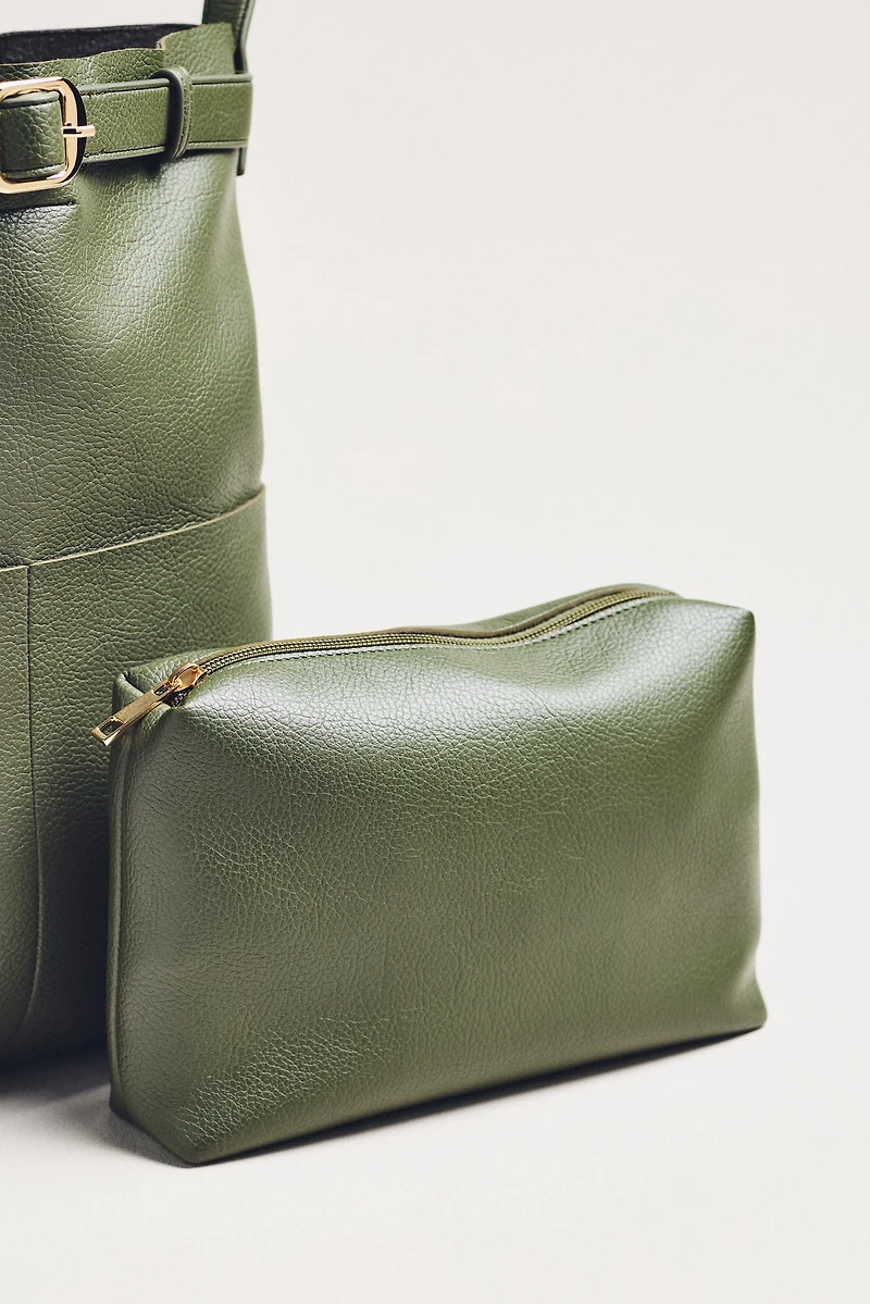 By Anthropologie Faux-Suede Buckle Tote