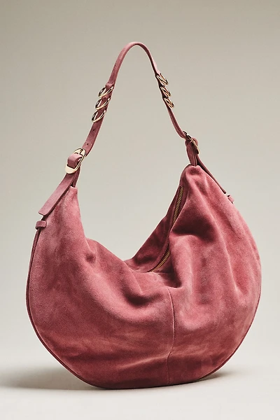 Belted Suede Hobo Bag