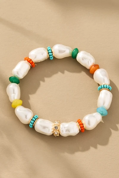 Colorful Beaded Baroque Pearl Bracelet