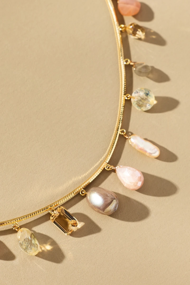 Stone Charm Collar Necklace