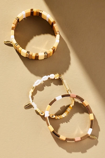 Pearl Chicklet Bracelets, Set of 3