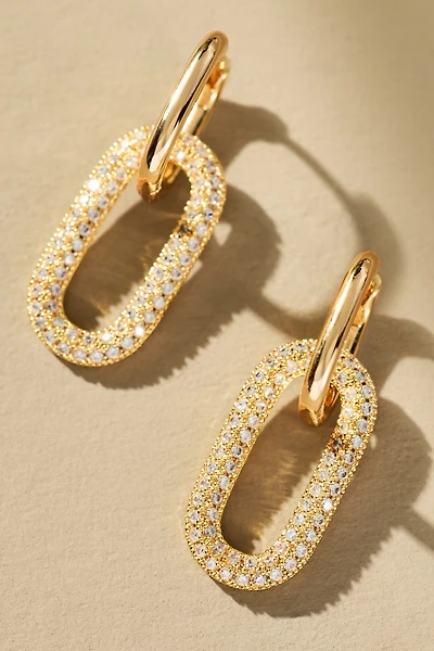 Pavé Paperclip Link Huggie Earrings