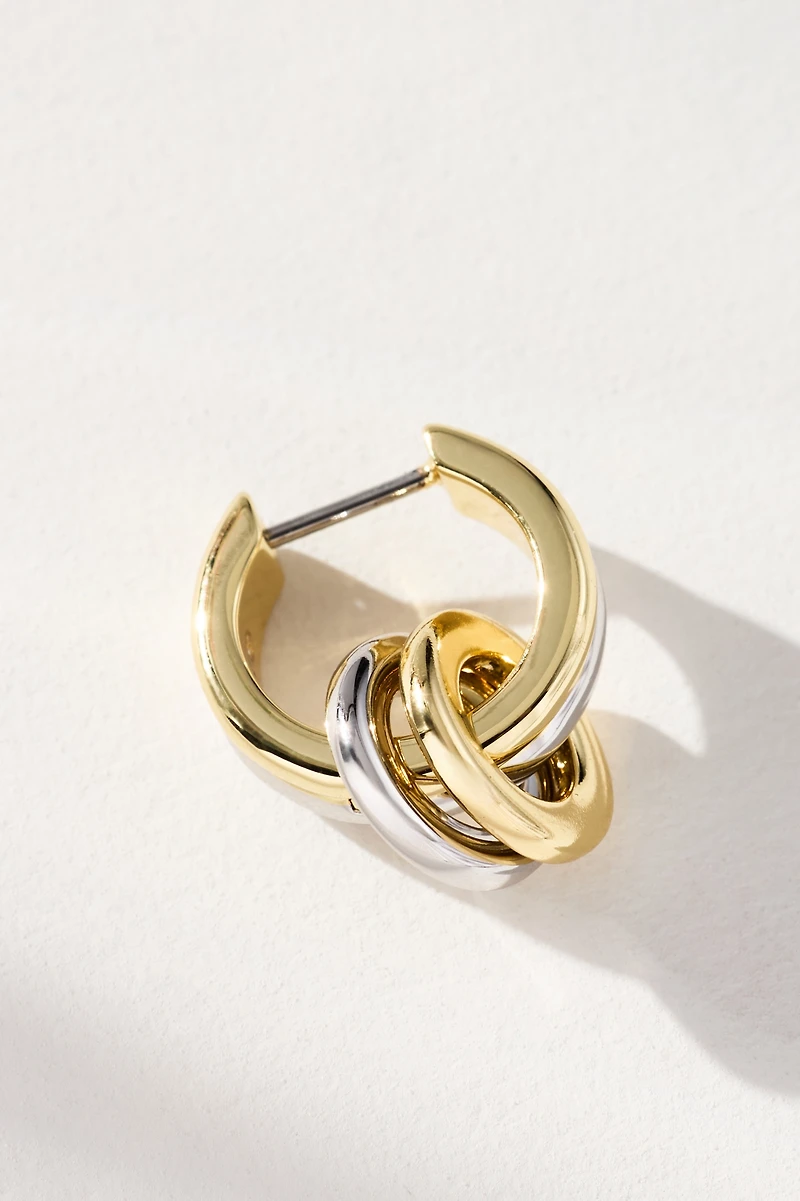 Ana Luisa Asher Drop Mixed Metal Huggie Hoop Earrings