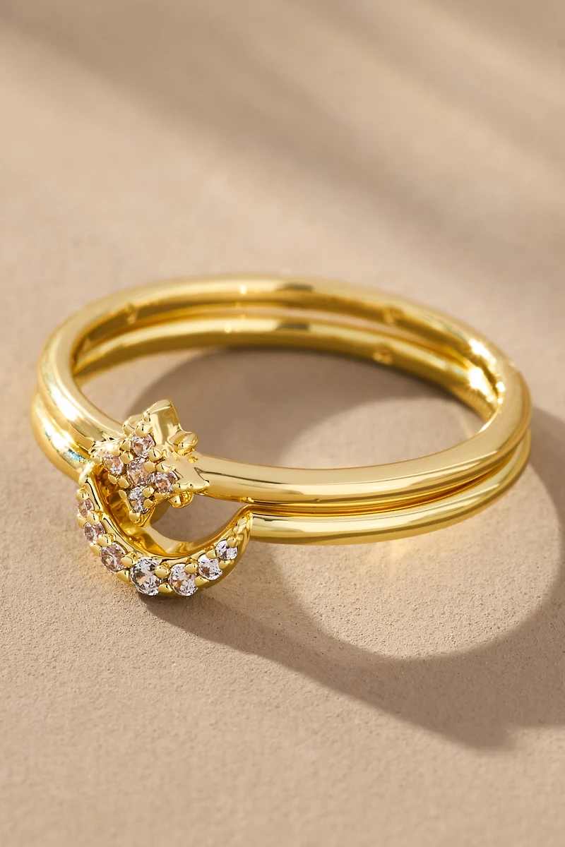 Ana Luisa Moon and Star Sky Rings, Set of 2