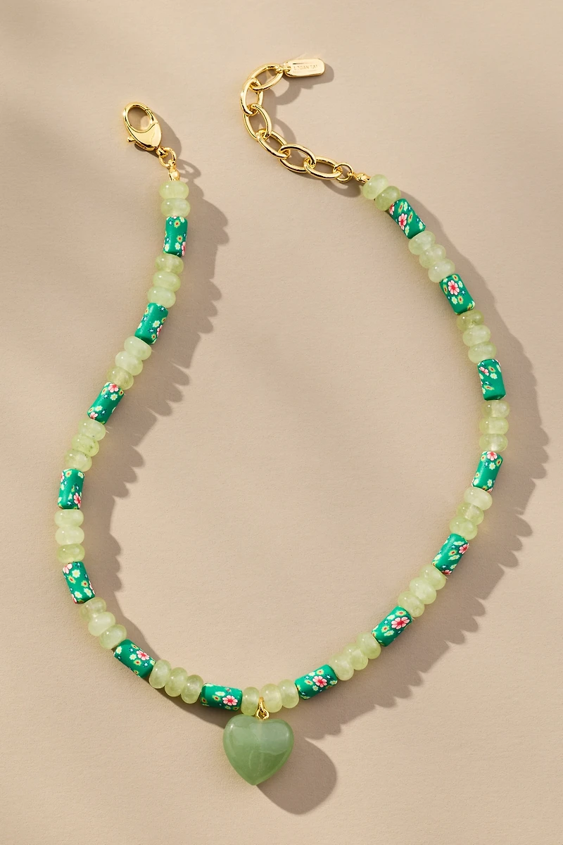 Logan Tay Beaded Floral Pendant Necklace