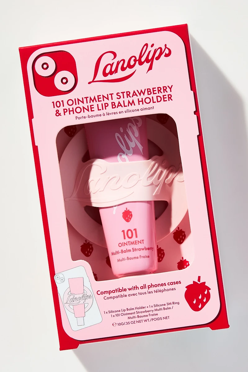 Lanolips 101 Ointment Strawberry & Phone Lip Balm Holder