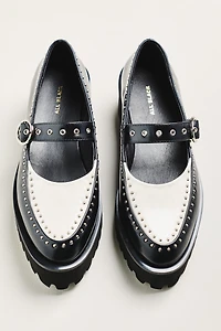 All Black Studded Mary Jane Platform Shoes