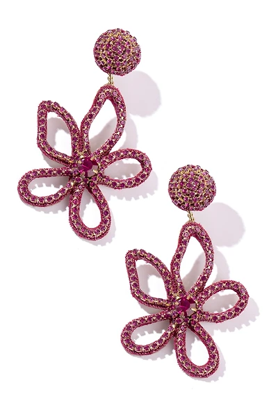 Deepa Gurnani Fiorella Flower Drop Earrings