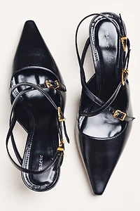 Maeve Cross-Strap Slingback Kitten Heels