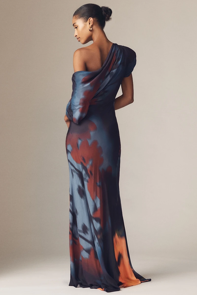 Sisters. Angelina Asymmetric Draped One-Shoulder Maxi Dress