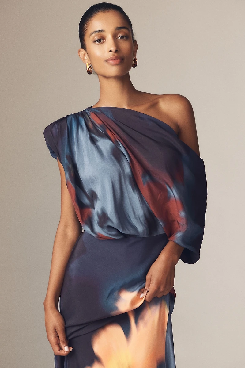 Sisters. Angelina Asymmetric Draped One-Shoulder Maxi Dress