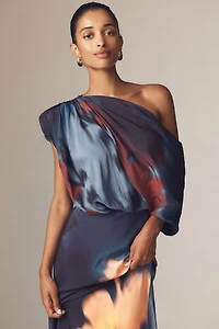 Sisters. Angelina Asymmetric Draped One-Shoulder Maxi Dress