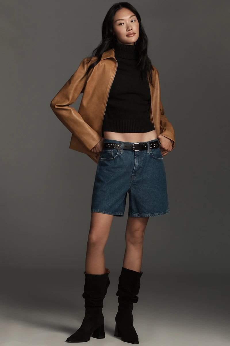 By Anthropologie Scrunch Suede Block-Heel Boots