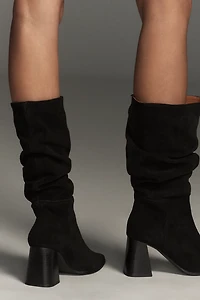 By Anthropologie Scrunch Suede Block-Heel Boots