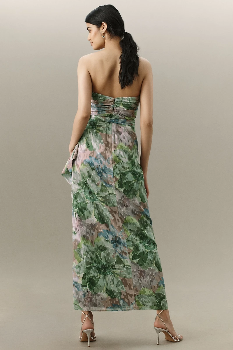 Hutch Julietta Strapless Chiffon Column Maxi Dress