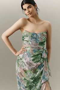 Hutch Julietta Strapless Chiffon Column Maxi Dress