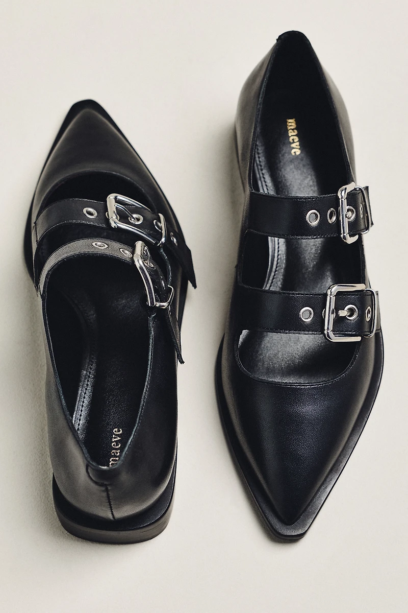 Maeve Double-Strap Moto Mary Janes