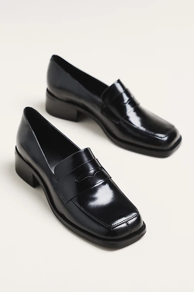 Maeve Square-Toe Loafer Heels