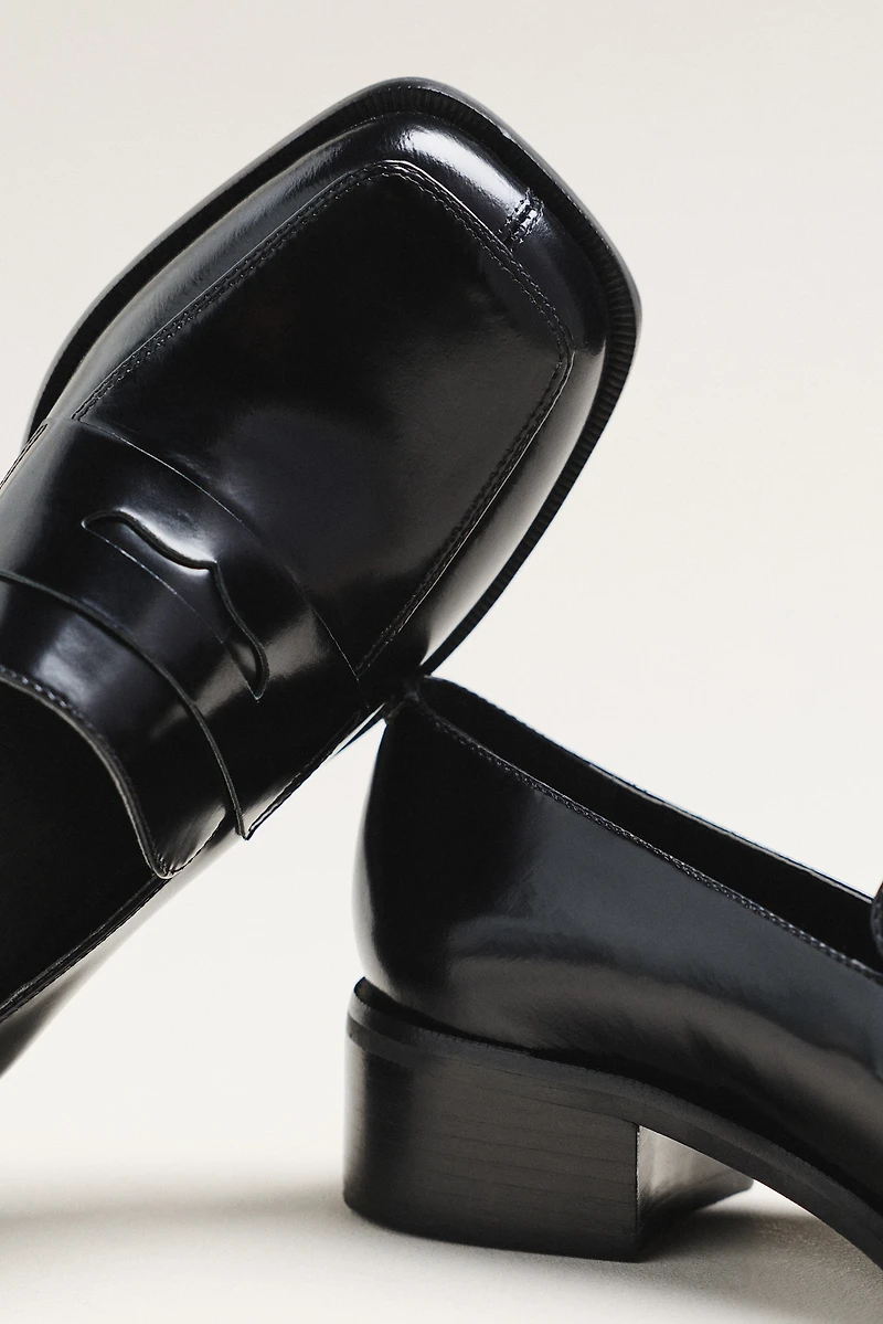 Maeve Square-Toe Loafer Heels