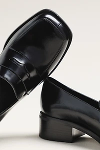 Maeve Square-Toe Loafer Heels