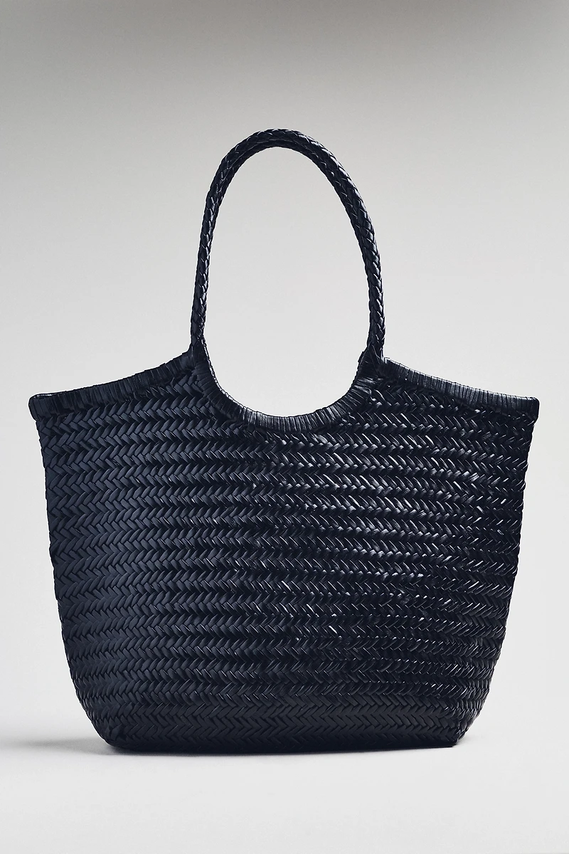 By Anthropologie Woven Leather Tote
