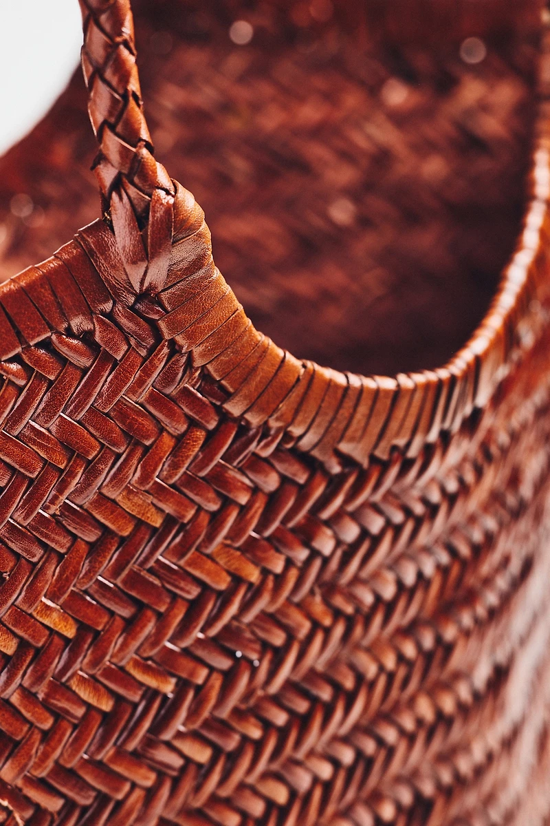 By Anthropologie Woven Leather Tote
