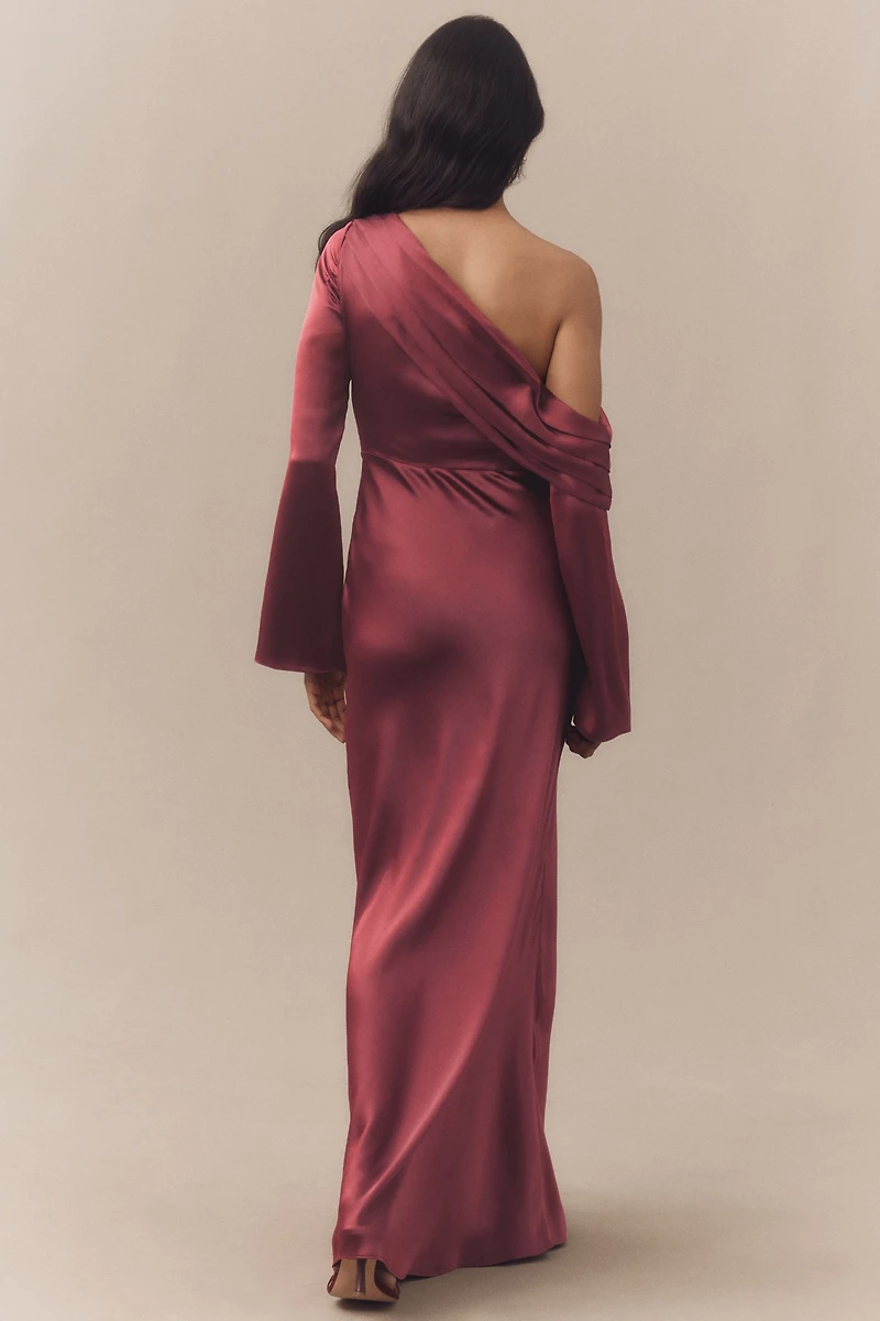 BHLDN Soraya Long-Sleeve Off-the-Shoulder Maxi Dress