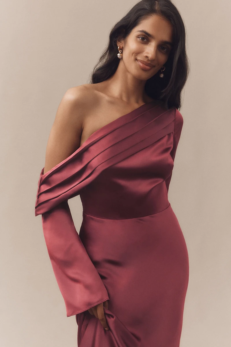 BHLDN Soraya Long-Sleeve Off-the-Shoulder Maxi Dress