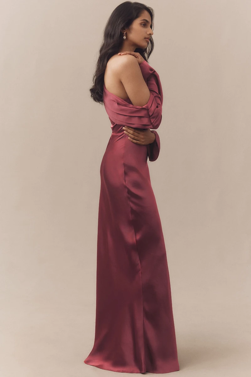 BHLDN Soraya Long-Sleeve Off-the-Shoulder Maxi Dress
