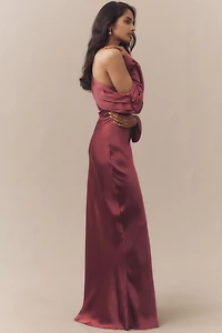 BHLDN Soraya Long-Sleeve Off-the-Shoulder Maxi Dress