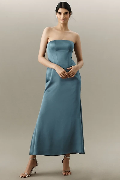 Mare Strapless Corset Lace-Up Midi Dress