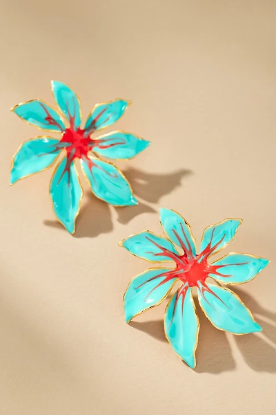 The Pink Reef Handpainted Tropic Post Earrings