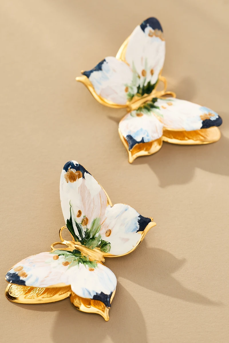The Pink Reef Handpainted Papillion Earrings