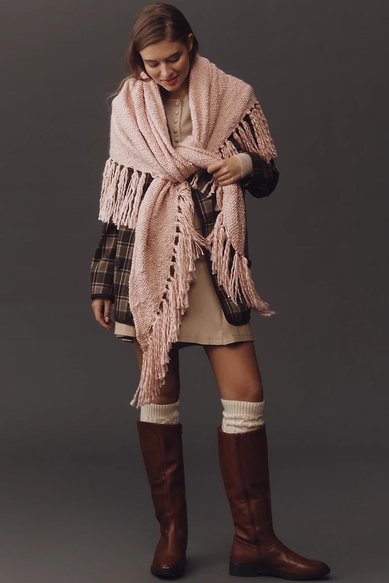 By Anthropologie Oversized Fringe Wrap