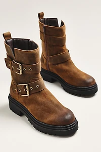 Intentionally Blank Station Suede Lug-Sole Moto Boots
