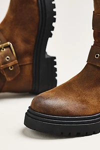 Intentionally Blank Station Suede Lug-Sole Moto Boots