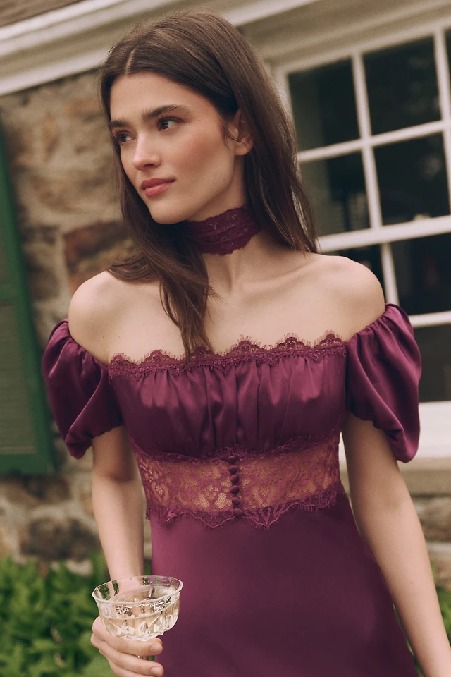 VS Dare to Dream Lace & Satin Flounce Slip Dress | The Summit