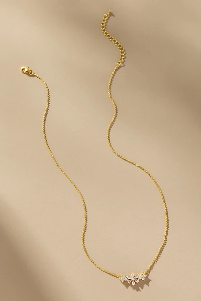 Short Floral Bar Charm Necklace