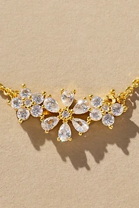 Short Floral Bar Charm Necklace