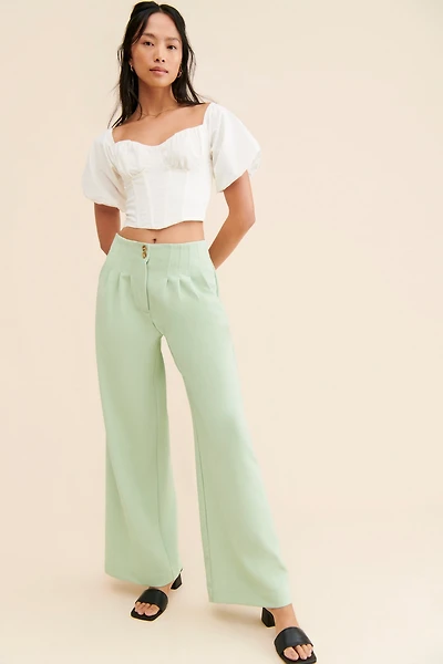 Maeve Pleated Front Wide-Leg Trousers
