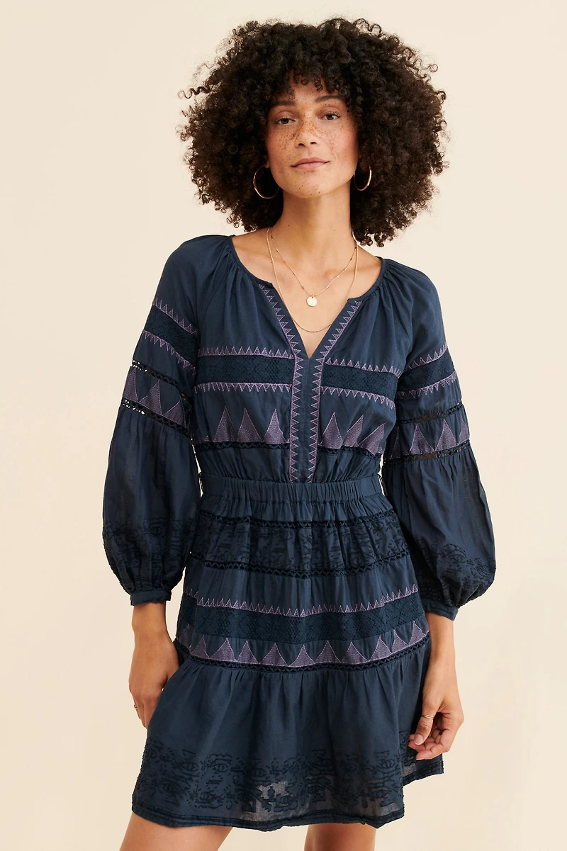 Skye Embroidered Mini Dress