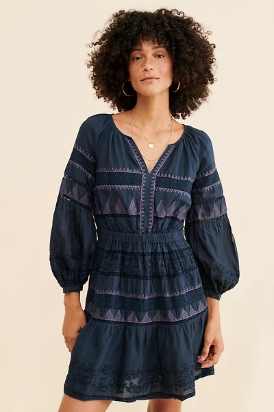 Skye Embroidered Mini Dress