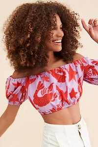 FARM Rio Lobster Sky Crop Top