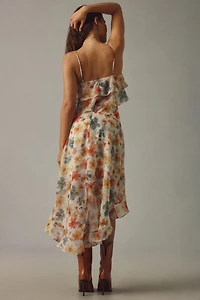 Sleeveless Asymmetric Ruffled Midi Dress